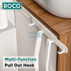 ROCO Adhesive Plastic Pull-Out Hook Extendable Nail Free Bathroom Hanger Fridge Organizer Rak Gantung Tandas 挂钩