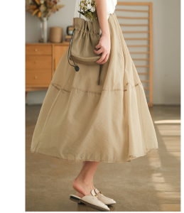 Alisa.Sonya Womens Organza Tulle Maxi Dress Plus Size Elastic High Waist A Line Retro Style Pleated Skirt with Pockets
