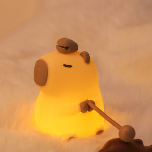 Creative and cute Capibala childrens night light cartoon LED night light C-type charging touch light living room bedroom bedside timed dimming decoration night light gift