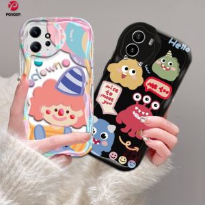 (Lokal Ready) PENGER Casing hp Redmi A2 A1 Redmi Note 12 Pro Redmi10 2022 9 12C 10C 9A 10A 9C Note10 5G 10s Note11 11s Note8 Note9s 3D Wavy Curved Edge Creative Little Monster Cute Clown Case Cover