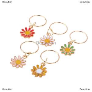 [COD] Beaution 5Pcs set Daisy Flower Alloy Knitting Stitch Markers Zinc Alloy Flower Pendant Multicolor For Knitting Tools DIY Findings