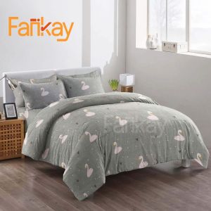 Bed Cover Set Sprei Motif Swan Love - Ukuran Lengkap 90x200 - 200x200 - Fankay
