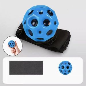 DENGXUN Rebound Rope Wrist Elastic Ball High Elastic Swing Moon Shape Return Rubber Ball Fun Decompression High Bouncing Ball