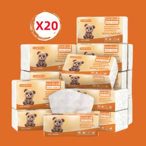 BANPHAI กระดาษทิชชู่ (1ถุง/20 ห่อ) หนา 4ชั้น /แบบเหลี่ยม เช็ดหน้า ไม่เป็นขุย วัสดุธรรมชาติ ดีลักซ์ คอมฟอร์ท กระดาษทิชชู่ หนา 400 แผ่น