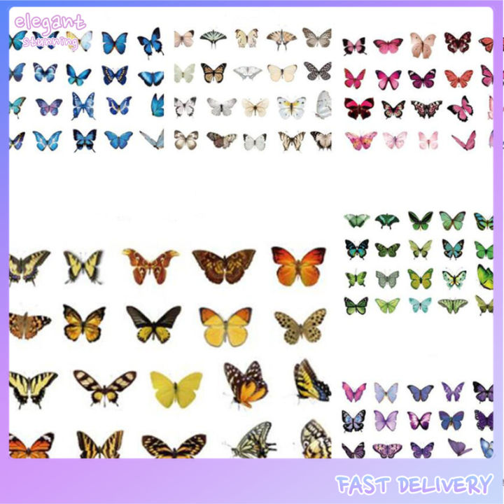 elegantstunning 40pcs Vintage Style Butterflies Stickers Butterflies Series Waterproof ...
