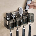 Aluminium Toothbrush Holder Wall Toothpaste Holder Toothbrush Organizer Brush Teeth Holder Bathroom Accessories 牙刷架浴室收纳架. 