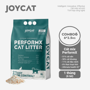 1 Thùng (6 Túi) Cát Mix PerformX Advanced JOYCAT (Túi 2.5kg / 6L) - Cát Vệ Sinh Cho Mèo Thế Hệ Mới Theo Dõi Sức Khỏe Ultimate Health IQ