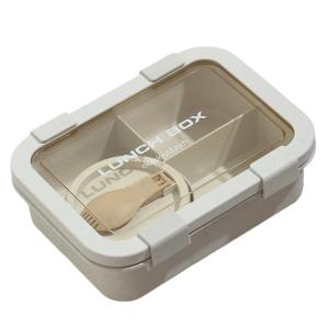 กล่องข้าวกลางวันวัสดุทำจากฟางข้าวสาลีใช้งานง่ายกันรั่วซึมมีกล่องอาหารกลางวันแยกที่ทนทานสำหรับมืออาชีพ