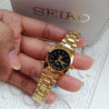 S3ik0 5 Japan Movement AUTOMATIC Stainless GOLD Black Watch for WOMEN. 