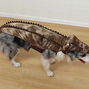xpkQ Realistic HalloweenCrocodile Costume Soft Skin-Friendly Novelty Plush Dog Crocodile Suit Elastic Strap Anti-Slip Q3P9R