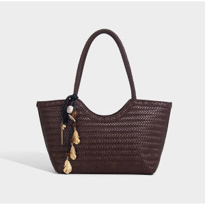 Rattan Woven Shoulder Bag With Inner PocketWomen Large Capacity Shopping Market Basket Tote BagSummer Versatile Chic Handbag2026