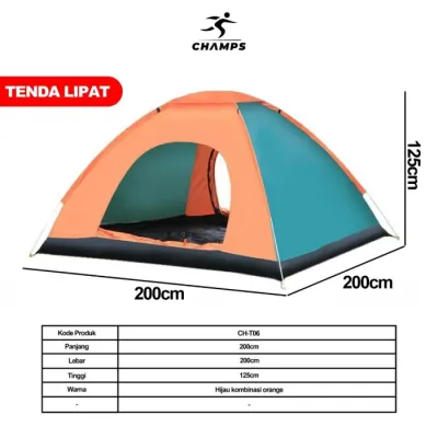 CHAMPS TENDA CAMPING PORTABLE OTOMATIS OUTDOOR/INDOOR DOME 3-6 ORANG - Cam Store55