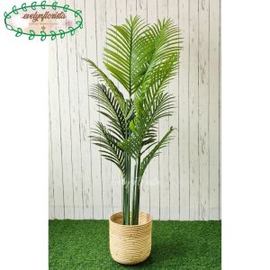 Pohon Palem Pohon Artificial Palem T150 Pot Dasar Hitam Cover Rotan Ulir Hiasan Kantor Aesthetic