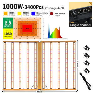 ไฟช่วยต้นไม้ตัวเร็ว1300W/1620W  LED Grow Light ไฟปลูกต้นไม้ ไฟปลูกพืช SAMSUNG LM281B/OSRAM ไฟเลี้ยงต้นไม้โตเร็ว2เท่า Width 120cm พื้นที่สัมผัสขนาดใหญ่ พื้นที่ฉายรังสีขนาดใหญ่การฉายรังสี PPFD สม่ำเสมอ