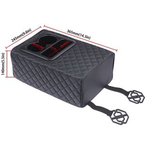 XIJIBAN Height Increasing Vehicle Armrest Box PU Leather Multifunctional Rear Seat Armrest Console Durable Double Pocket Car Center Console Universal Car