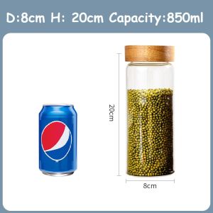Singapore Acacia Knob cover Transparent Sealed Coffee Bean Jar Food Storage Glass