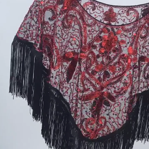 Trang trí Sequins và tua khăn choàng thanh lịch miếng bịt tiệc tùng-up thời trang của phụ nữ tua capelet sự kiện trang trọng phụ kiện