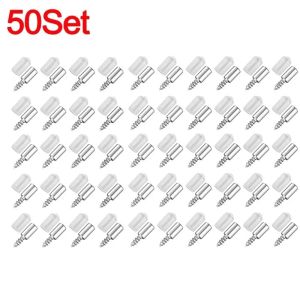 50Sets Cross Self-tapping Screw Partition Bracket with Nonslip Rubber Sleeve DIY Glass Cabinet Board Fixing Support Nail