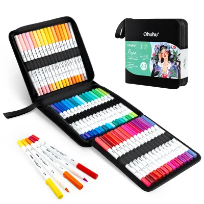 【Must-Have Accessories】 Ohuhu Markers Paper-friendly Water-based Coloring Markers Dual Brush Fineliner Tips Markers Coloring Books Art Markers Beginner
