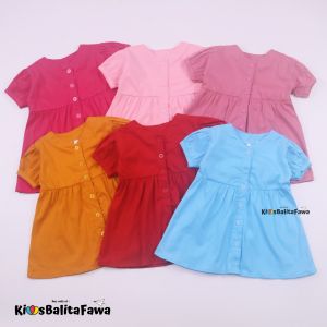 Dress Allysa uk 1-4 Tahun / Baju Polos Lengan Pendek Anak Perempuan Cewek Kaos Tunik Adem Branded Tshirt Kios Balita Fawa