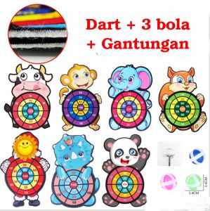Mainan Lempar Dart Bola Tempel Cartoon Papan Panah Dart Board Mainan Lucu