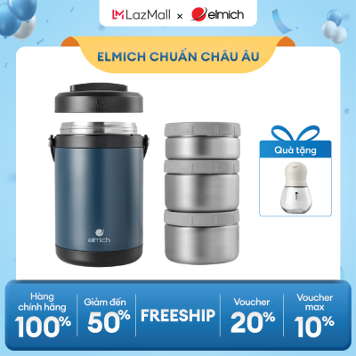 (Chỉ 15-17.07)Hộp cơm giữ nhiệt inox 304 Elmich EL8302 dung tích 1.7L
