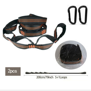 Reinforced Polyester Straps For Outdoor Camping Black Hammock Straps 5 Ring High Load Bearing Barbed Hammock