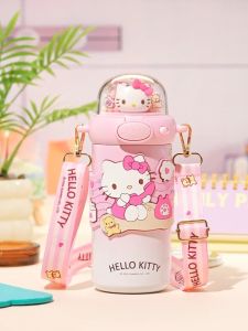 Sanrio Thermos Cup Childrens Water Bottle 580ML Cawan Termos Kanak-Kanak Straw With Hanging Rope