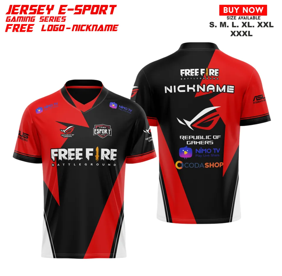 Logo Baju Free Fire Esport KAOS JERSEY GAMING FREE FIRE ESPORT