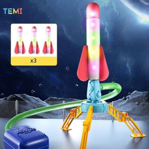 TEMI Childrens Rocket Toy Jumping Platform Pressure Rocket Pedal Launcher Luminous Flying Cannon Toy Boys and Girls Outdoor Toy Sports Set