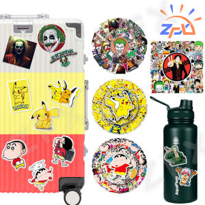 50 Pcs Waterproof Stickers For Luggage Aquaflask Accessories Hydro Flask Tumbler Bicycles Oil Resistant Film Ipad No Trace Decals Kids Toys One Peice Joker Crayon Shin-chan Pikachu Designs