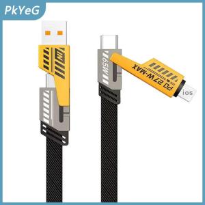 PkYeG 4 Trong 1 65W Nhanh Chóng Sạc Cáp USB Loại C USB Micro Đối Với iPhone Samsung Huawei Xiaomi Đa Cổng Nhiều Sạc Dây