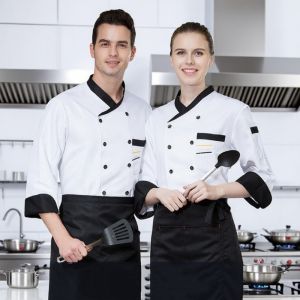 Plus Size M-3XL Chef Uniform For Men/Women Chef Jacket Long Sleeve Cotton Oilproof Multifunctional Pocket Chef Uniform Chef Work Baker Work Uniform Waiter Restaurant Hotel Kitchen Uniform
