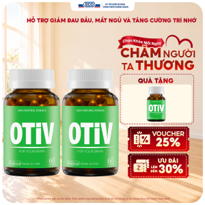 [Tặng 15v] Combo 2 Hộp 60v - Viên Uống Bổ Não OTiV Ecogreen Hỗ Trợ Giảm Đau Đầu Mất Ngủ hàng chính hãng made in USA