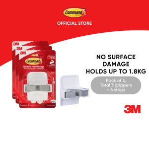 3M™ Command™ Broom Grippers 17007 No Surface Damage Holds up to 1.8Kg 1 pc/pack For oragnize broom & mop