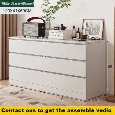 Solid wood chest of drawers 3/4/5Cabinetabedroom bed end storage cabinet modern and simple living room wall drawer chest cream