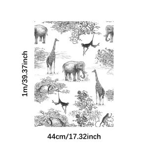 【สต๊อกพร้อม】วอลเปเปอร์แบบลอกออกและติดวอลล์เปเปอร์สัตว์สีขาวครีมสติ๊กเกอร์แปะผนังสำหรับห้องเด็กสติกเกอร์ติดผนังรูปสัตว์