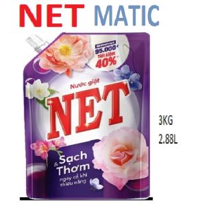 Nước giặt NET SẠCH THƠM TÚI 3KG HƯƠNG HOA NẮNG