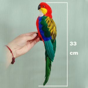 DOUBLEL Colorful Simulation Parrot Statue Feather Handmade Macaw Statue Photography Props Cartoon Birds Model Decoration Macaw