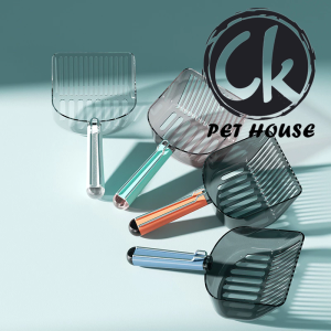 2 Layer Multifunction Transparent Tofu Bentonite Wood Cat Litter Scoop Spoon Shovel with Clip Handle