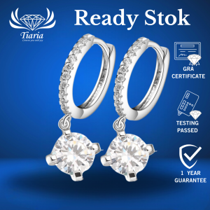 Anting Tiaria Jewelry Silver Titanium / 9K Gold White Plated Silver Titanium - Emas Putih Titanium Silver Perak Platinum Asli Anti Karat - AEA002