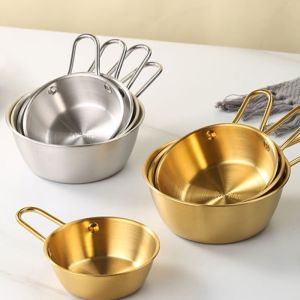 304 stainless steel Korean Rice Wine Bowl Drinking Food Bowl Gold Bowl With Handle Tableware