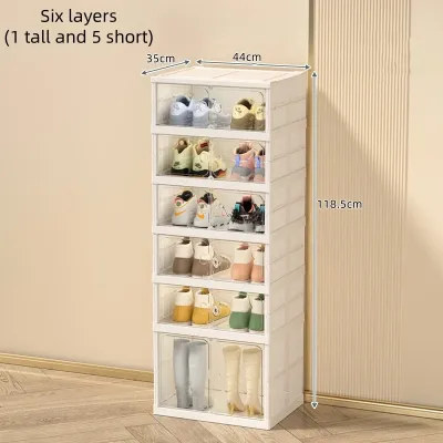 Transparent non installed shoe box foldable frame dustproof cabinet with wheels plastic box bedside shoe cabinet