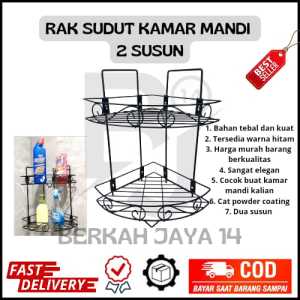 RAK SUDUT KAMAR MANDI SUSUN 2 POJOKAN SERBAGUNA ANTI KARAT BAHAN BESI TEBAL WARNA HITAM HARGA MURAH BARANG BERKUALITAS PROMO DISKON TERLARIS
