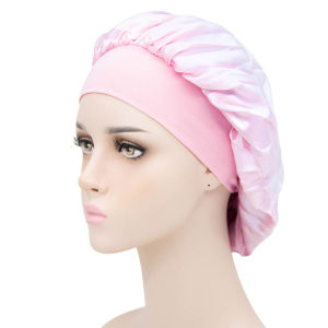Womens Sleep Cap Hair Satin Solid Wide-brimmed Sleeping Hat Comfortable chemo patient silk hair