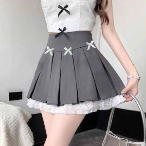 💥[Q003-14] Quần giả váy nữ kiểu XẾP LY 3 NƠ NGANG PHỐI REN lưng thun co giãn dễ phối đồ - L2M