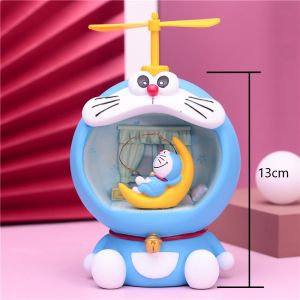 Cute Cartoon Doraemon Night Light Piggy Bank Money Box Japan Anime Bedroom Lights For Children Bedside lamp Birthday Christmas Gift Resin Ornaments Room Decor