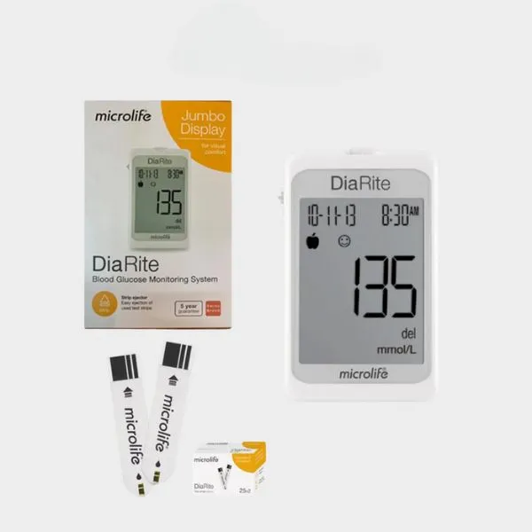 Máy Đo Đường Huyết DiaRite Microlife (mmg/dl) + Hộp 25 - 50 Que + Kim/Cồn