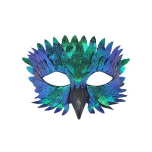 SAVIA Gradient Bird Beak Eagle  Half Face Pearlescent Halloween Party  Universal Elastic Band Crow Feather  Masquerade
