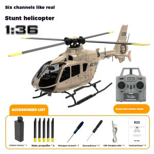 JDD[Available Original][Fast delivery]New Ec-135 Remote-controlled Helicopter C123 Brushless 6-way Single Blade Aileron Free Duct Simulation Model Aircraft Gift